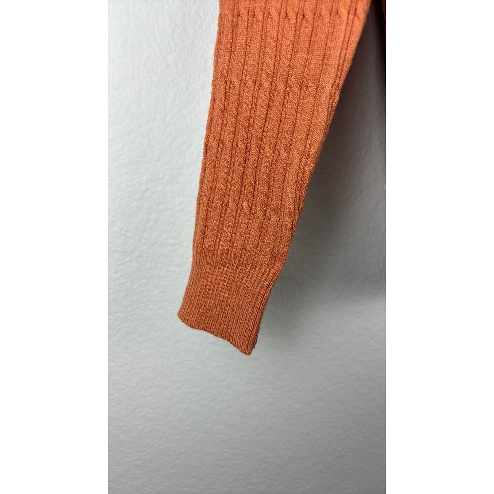 Lost + Wander - Small - Orange V-Neck Ribbed Cardigan With Buttons - Picture 5 of 6